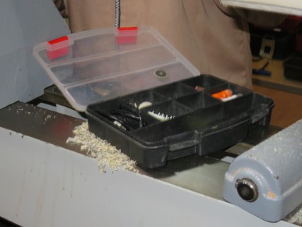 A box of bits for the rotary tool that can be bought separately